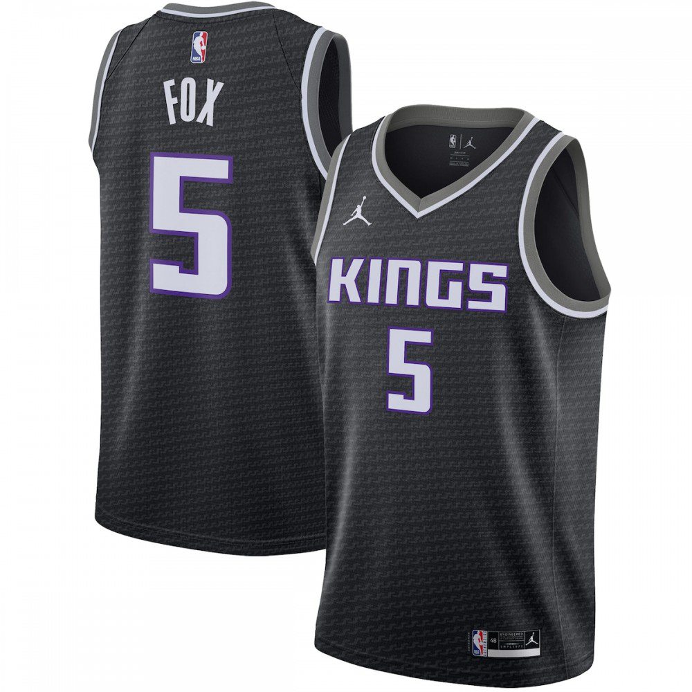 De'Aaron Fox Sacramento Kings Jordan Brand 2020/21 Swingman Jersey - Statement Edition - Black-Pro Kit Vault | Brand New 26/27 Sports Jerseys